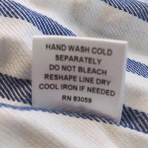 DREW Anthropologie Top w/Bow at Back in White/Denim Size S New w/Tag Retail $166 - Picture 9 of 12